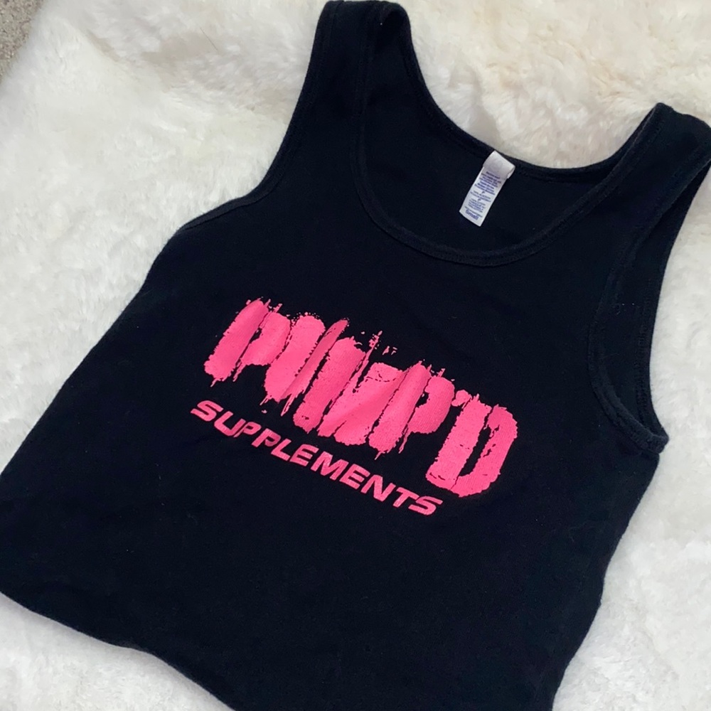 PUMP’D supplements black and pink racer-back tank